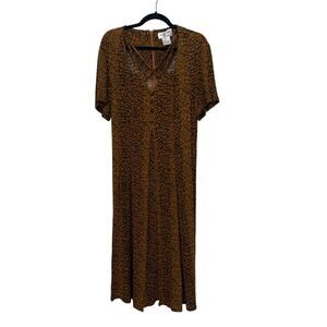 Vintage Alix Taylor Leopard Print Maxi Dress Womens 18 Boho Cottagecore Fairy
